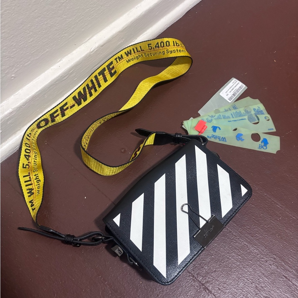 Off-White Black and White Diagonal Mini Flap Bag